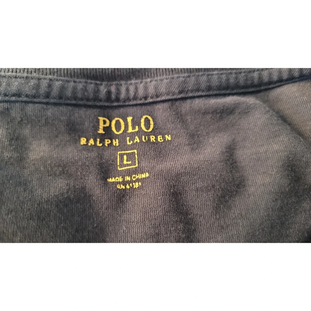 Men's Polo Ralph Lauren Size‎ Large Black Short Sleeve V Neck 100% Cotton Shirt